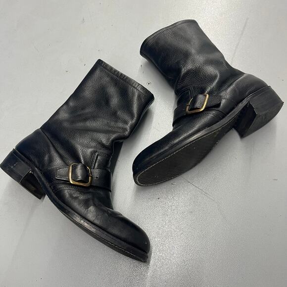 True Vintage 1960's 70's Black Engineer Buckle Boots Talon Zipper Mens SZ 9 1/2 - Picture 5 of 7